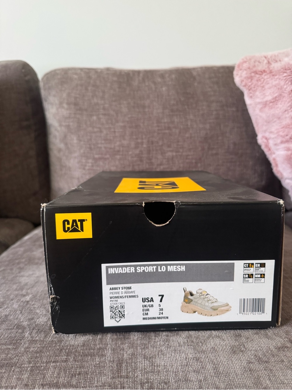 Caterpillar Kids Invader Sport Lo Mesh Sneakers in Stone/Tan